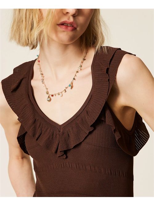 Abito longuette a costine con volant TWINSET | TT3023/12110